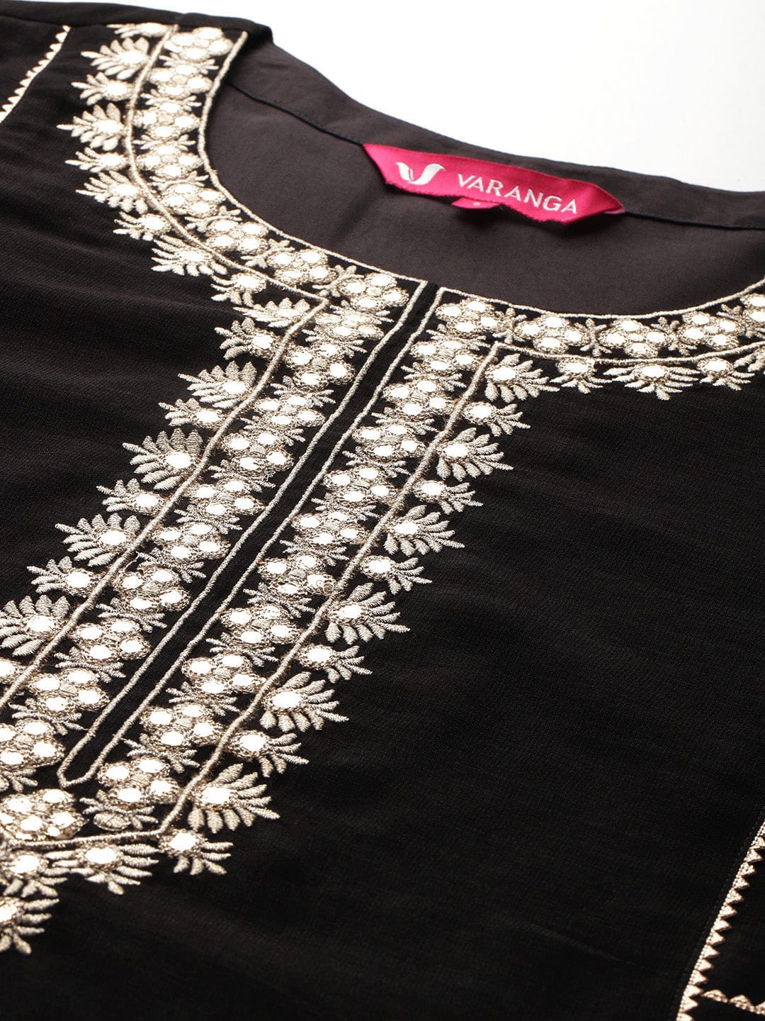 The Kurti Collection Women Black Zari Embroidered Kurta Set with Dupatta