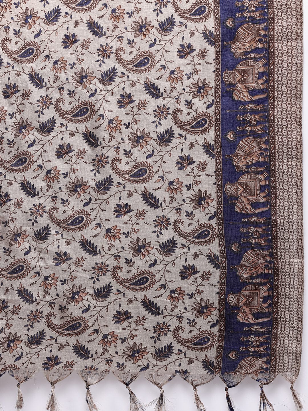 The Kurti Collection Women Navy Blue Round Neck Gotta Embellished Straight Kurta Paired With Printed Dupatta And Tonal Bottom