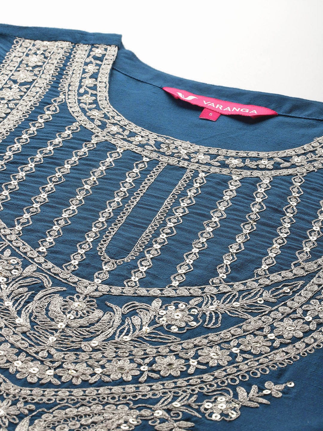 The Kurti Collection Women Blue Zari Embroidered Kurta With Bottom And Dupatta