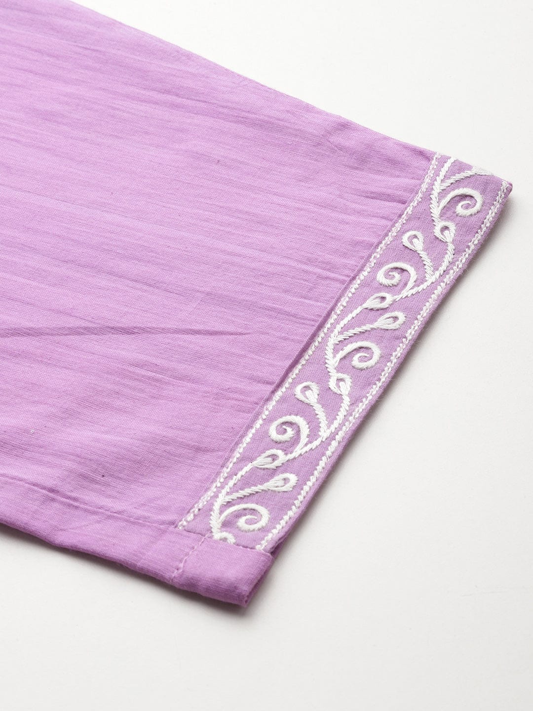 The Kurti Collection Women Lavender V Neck Heavy Thread Embroidered Kurta With Bottom & Dupatta
