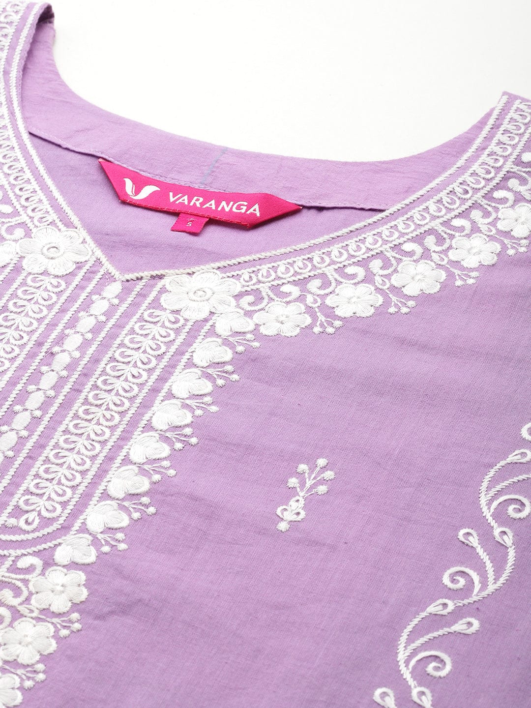 The Kurti Collection Women Lavender V Neck Heavy Thread Embroidered Kurta With Bottom & Dupatta