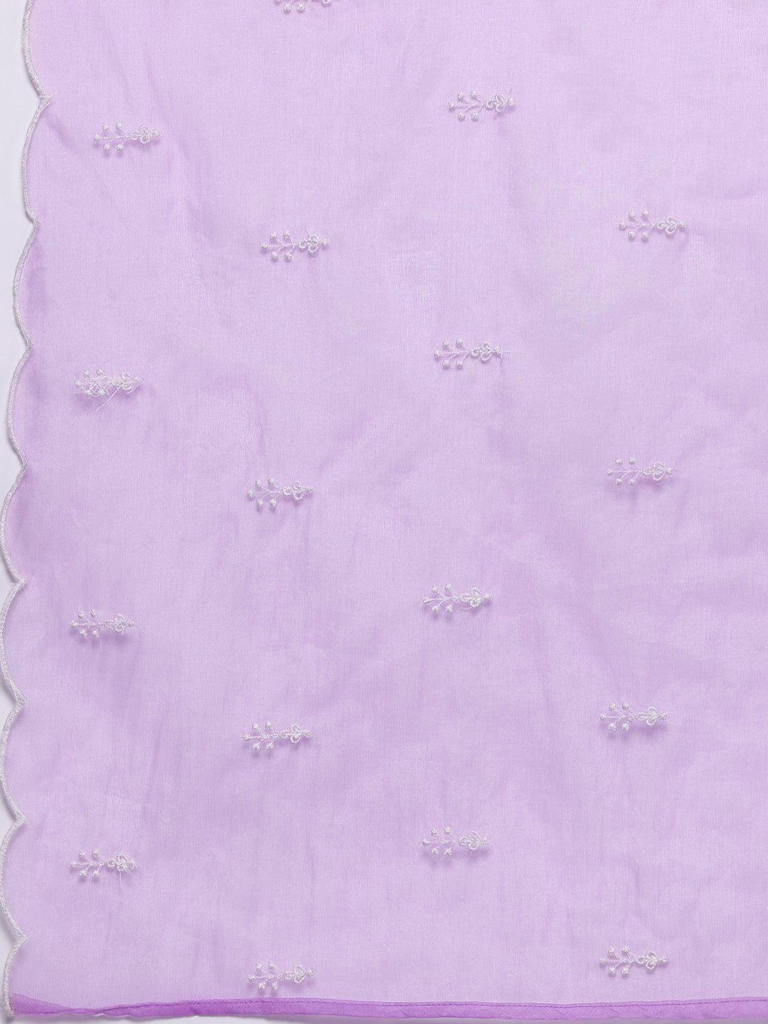 The Kurti Collection Women Lavender V Neck Heavy Thread Embroidered Kurta With Bottom & Dupatta