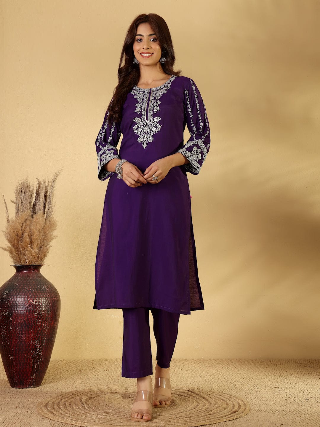 The Kurti Collection Women Silk Navy Blue Zari Embroidered Kurta Set With Dupatta