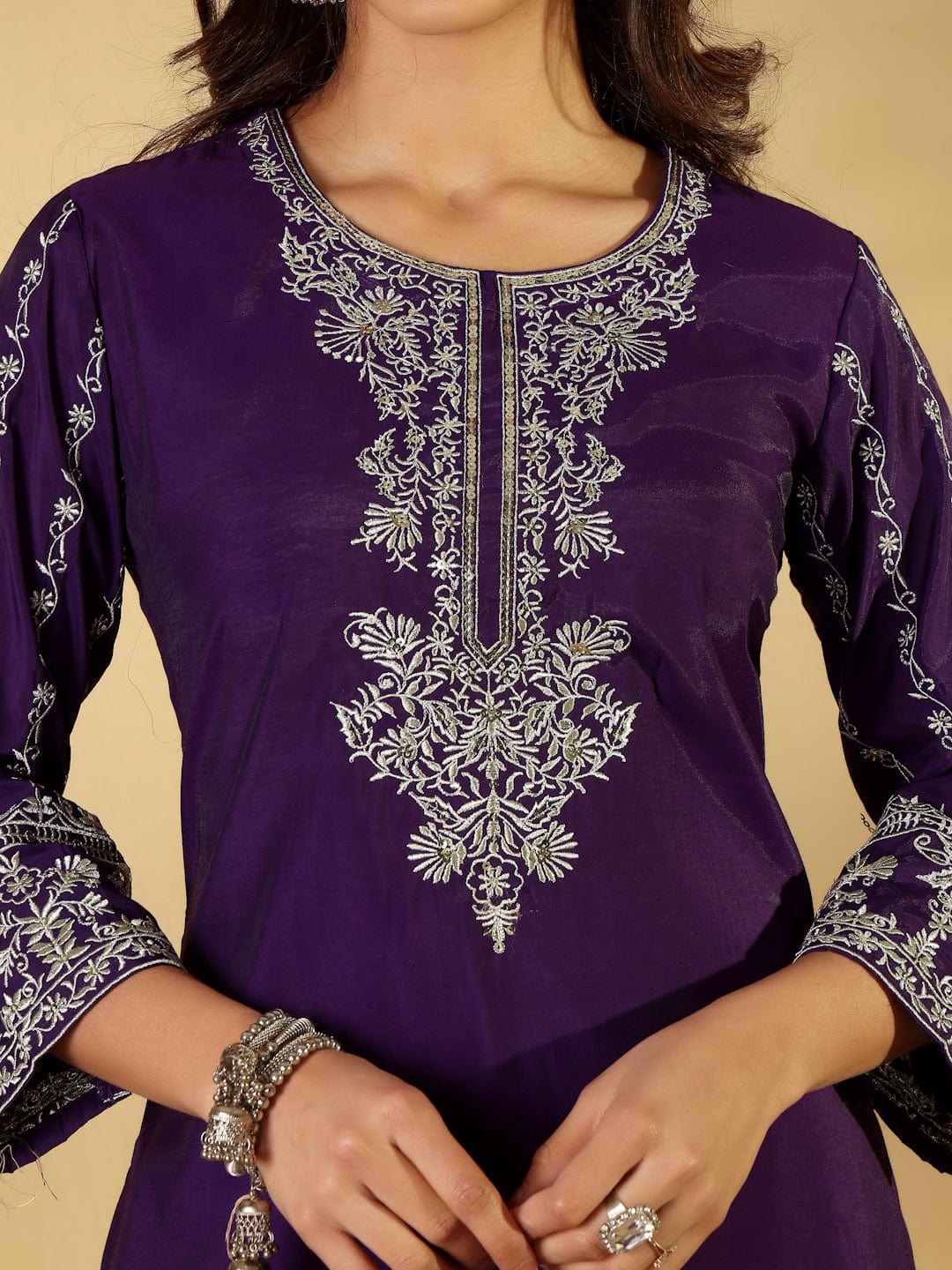 The Kurti Collection Women Silk Navy Blue Zari Embroidered Kurta Set With Dupatta