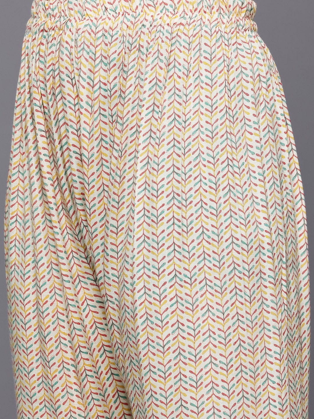 The Kurti Collection Women Mint Green Round Neck Embroidered Yoke Printed Kurta Paired With Printed Bottom & Tie-Dye Dupatta