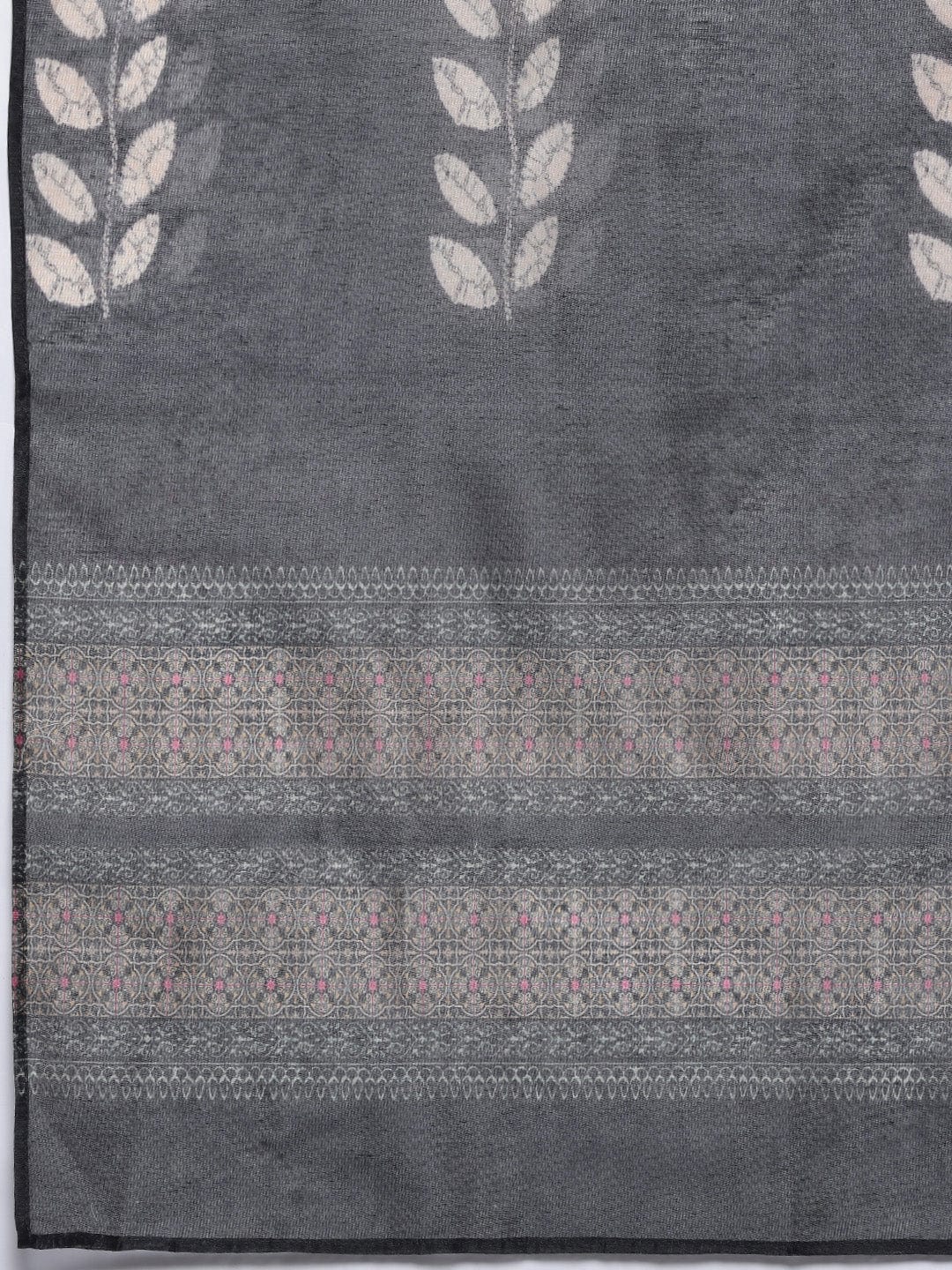 The Kurti Collection Women Grey Floral Printed Round Neck Straight Kurta Paired With Bottom And Printed Dupatta.