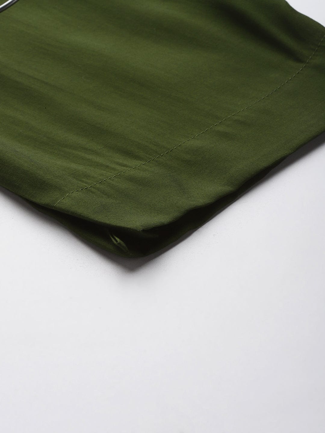 The Kurti Collection Women Olive Green Round Neck Placement Embroidered Kurta Paired With Tonal Bottom & Printed Dupatta