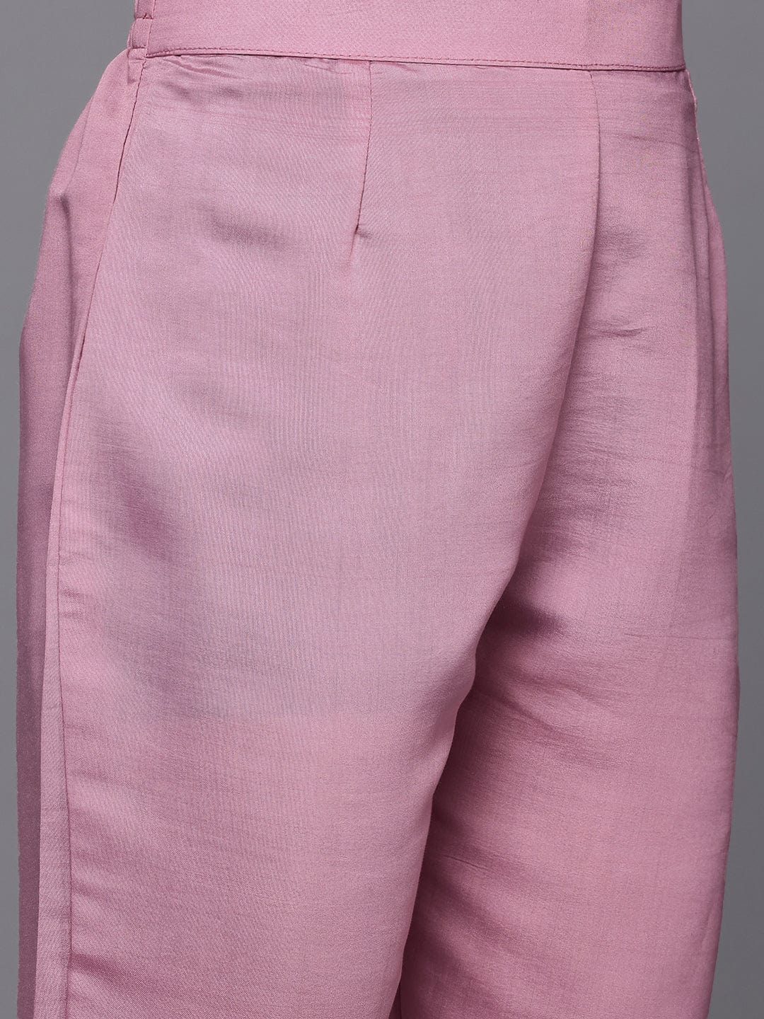 The Kurti Collection Women Lavender Round Neck Zari Embroidered Kurta Paired With Bottom & Dupatta