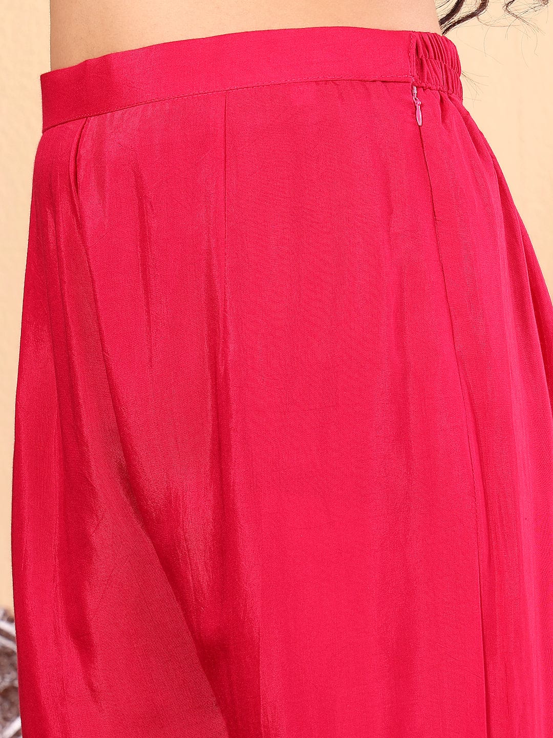 The Kurti Collection Women Hand Embroidered French Knot Kurta with Tonal Bottom and Embroidered Dupatta
