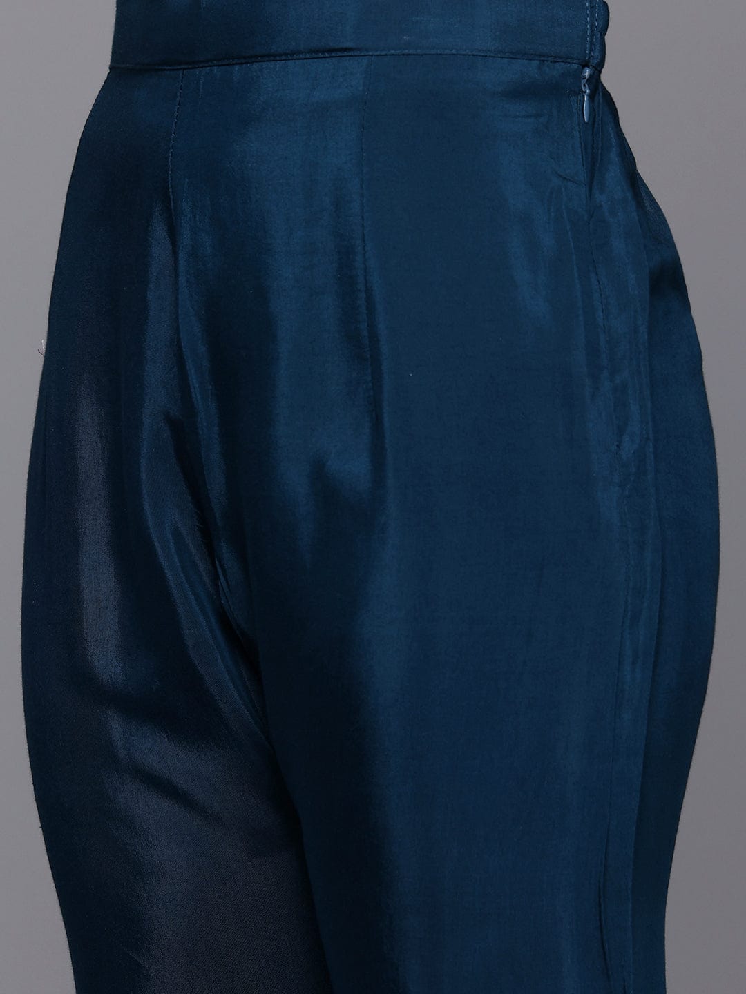 The Kurti Collection Women Navy Blue Hand Embroidered Straight Kurta with Trousers and Embroidered Dupatta.