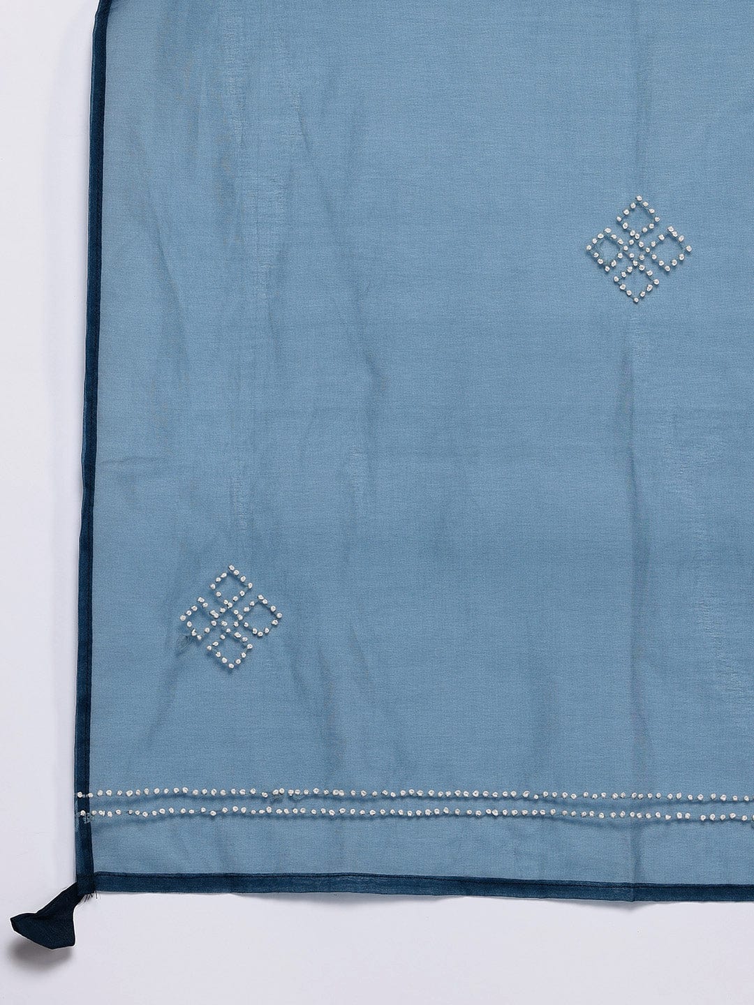 The Kurti Collection Women Navy Blue Hand Embroidered Straight Kurta with Trousers and Embroidered Dupatta.