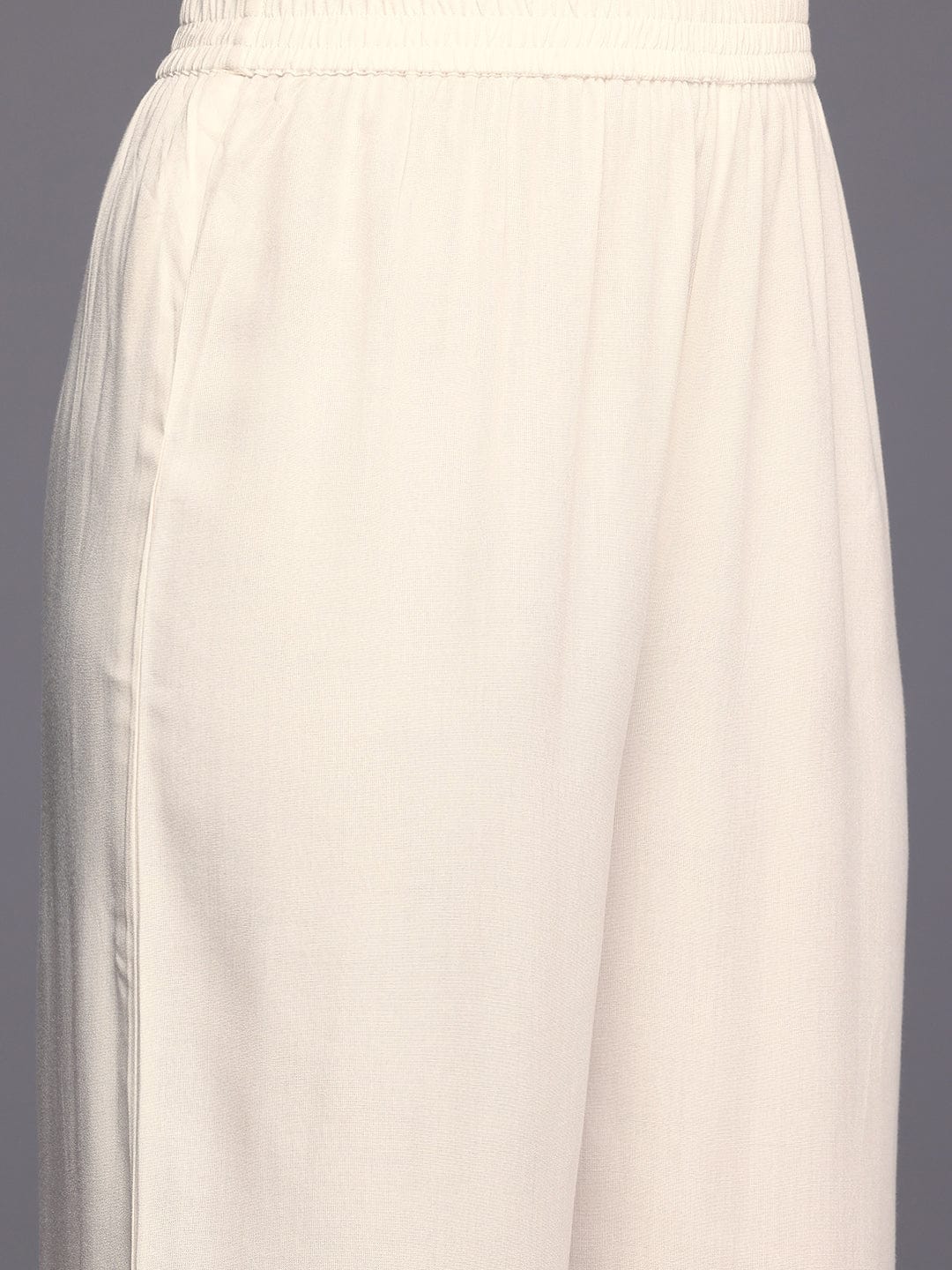 The Kurti Collection Women Off White Lurex Striped Zari Embroidered Sequins Embellished Kurta Set with Dupatta