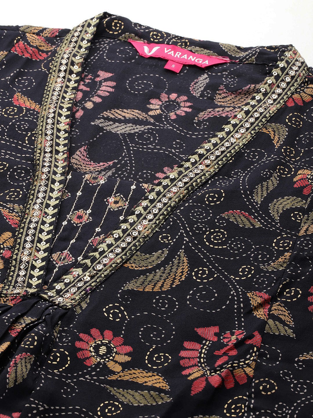 The Kurti Collection Women Black Floral Printed Embroidered Kurta Paired with Bottom and Dupatta
