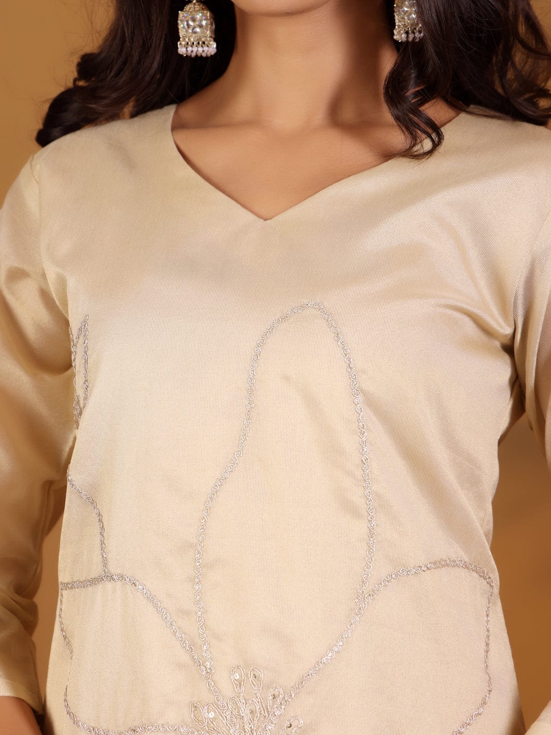 The Kurti Collection Women Zari Embroidered Shimmer Kurta With Trouser And Dupatta
