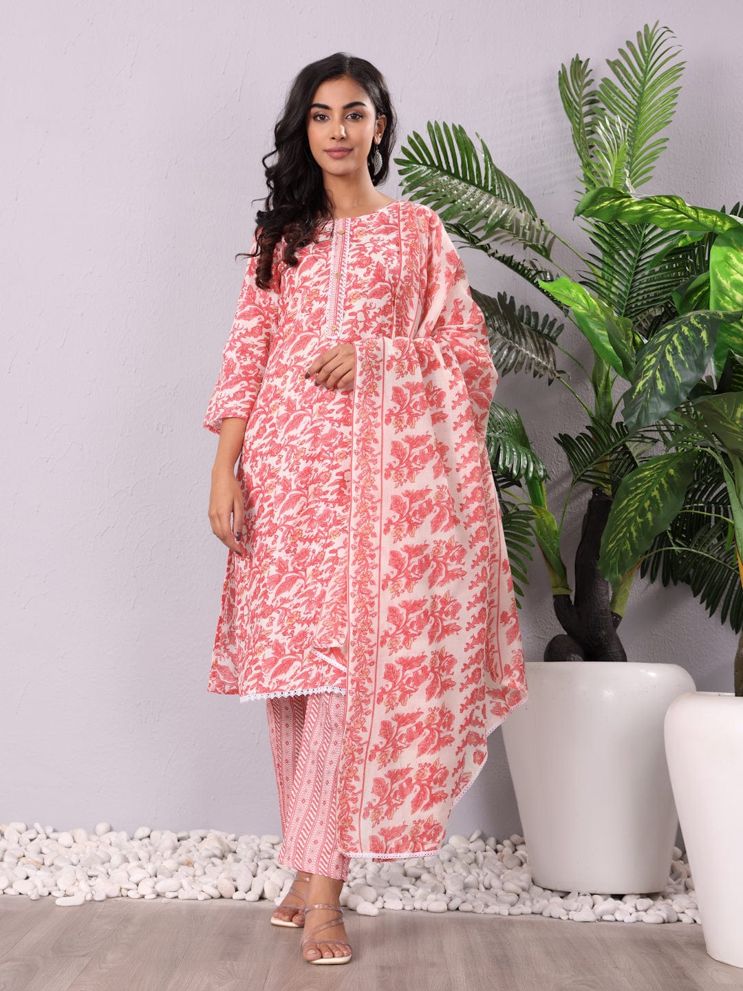 The Kurti Collection Women Ethnic Printed Kurta With Trouser & Dupatta