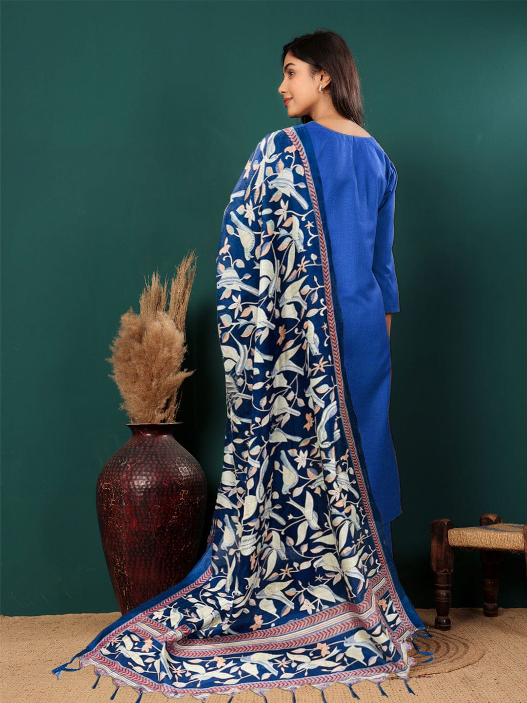 The Kurti Collection Women V Neck Straight Kurta With Pants & Dupatta