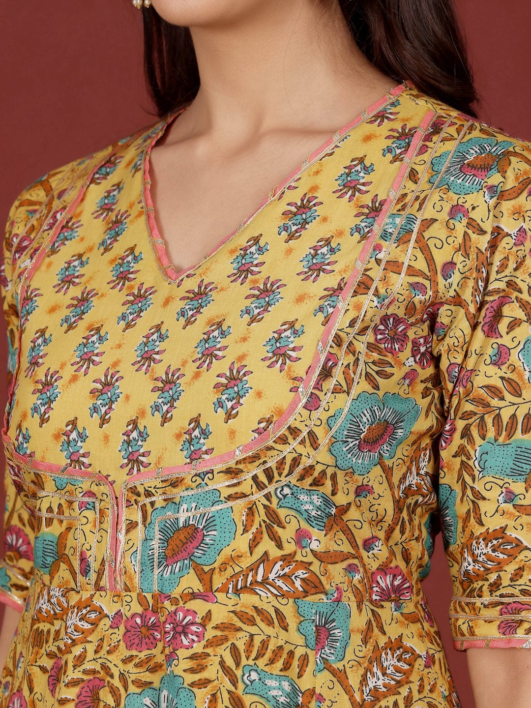 The Kurti Collection Women Ethnic Floral Printed Flared Anarkali Kurta With Trouser & Dupatta