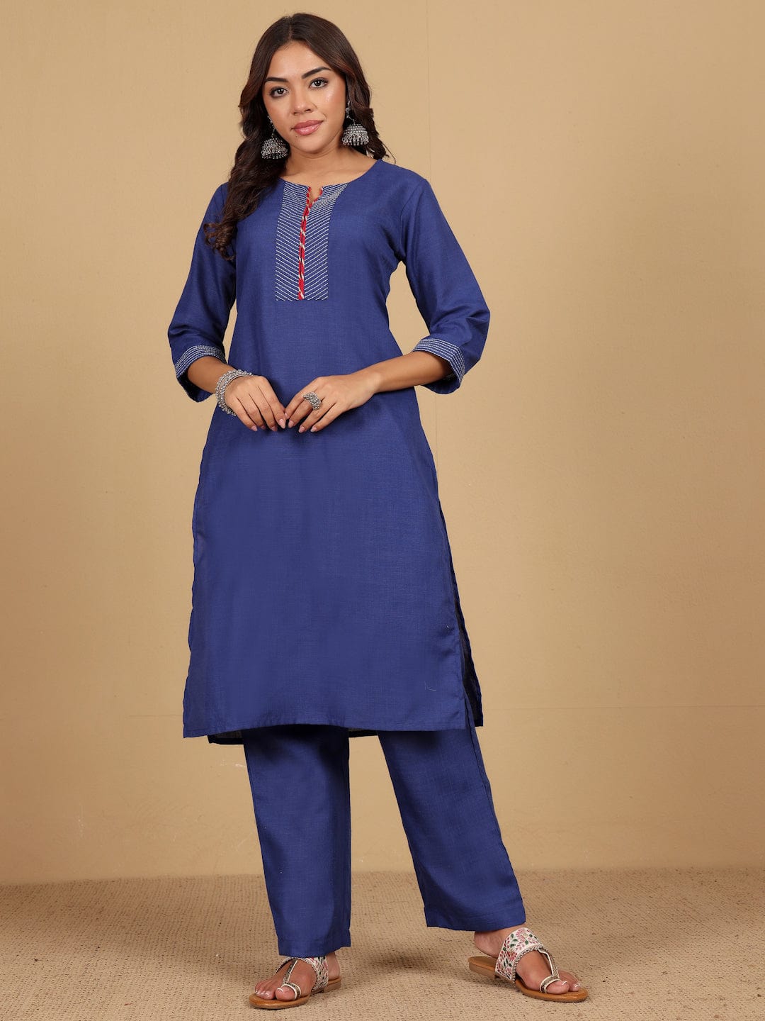 The Kurti Collection Women V Neck Straight Kurta With Pants & Dupatta