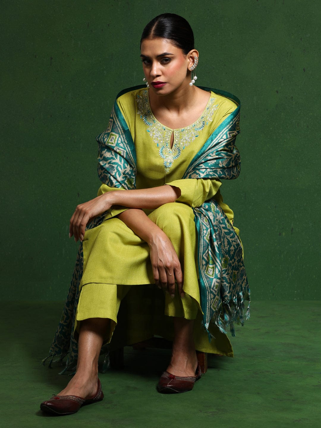 The Kurti Collection Women Zari & Sequin Embroidered Kurta With Trouser & Dupatta