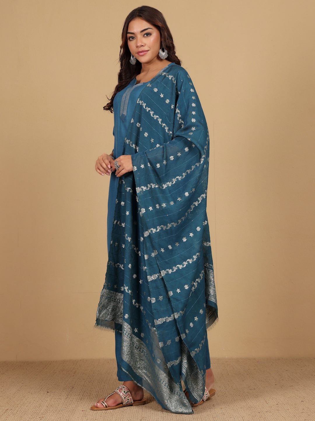 The Kurti Collection Women Thread detailed yoke Kurta and Trouser with Dupata