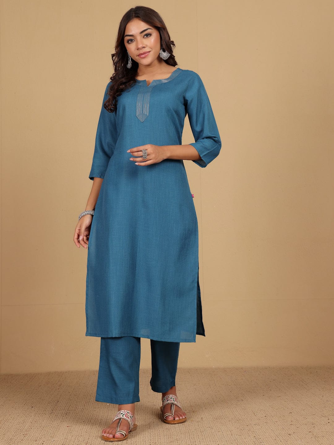 The Kurti Collection Women Thread detailed yoke Kurta and Trouser with Dupata