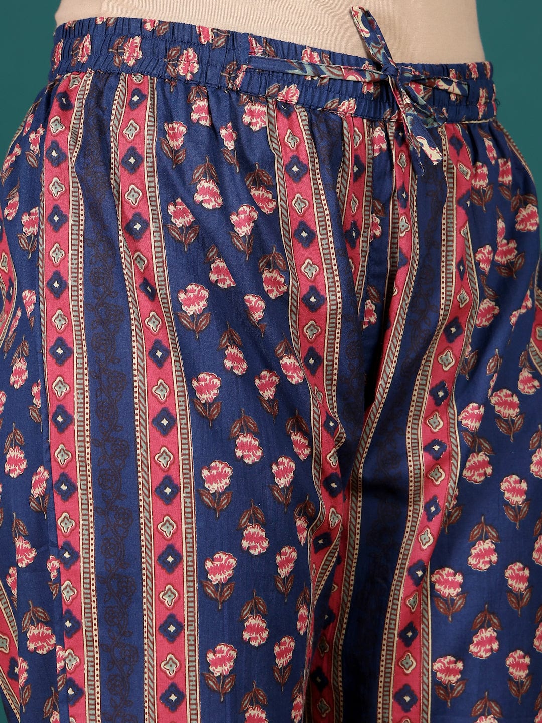 The Kurti Collection Women Floral Printed Angrakha Anarkali Kurta With Trouser & Dupatta