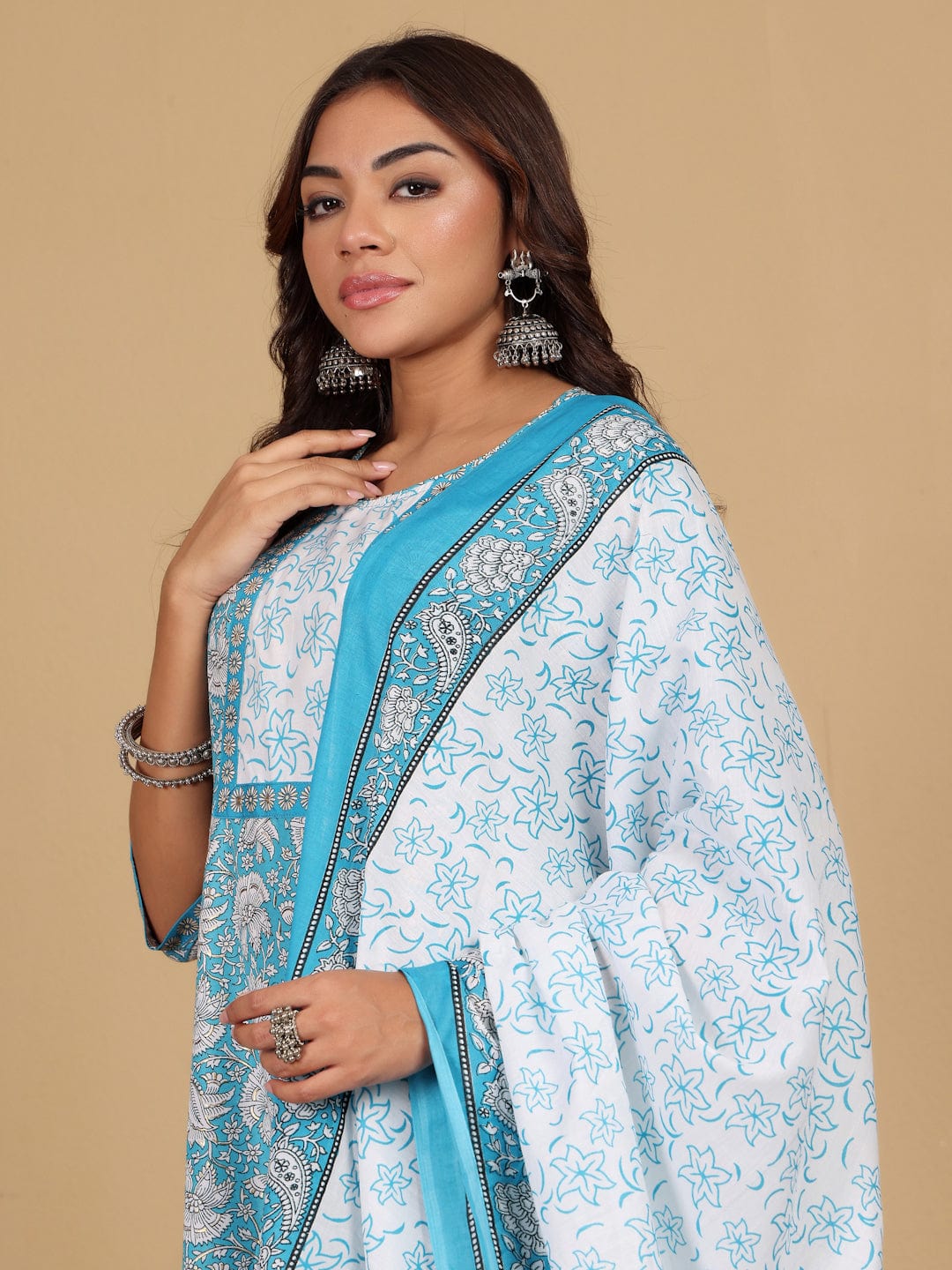 The Kurti Collection Women Ethnic Floral Printed Kurta with Salwar & Dupatta
