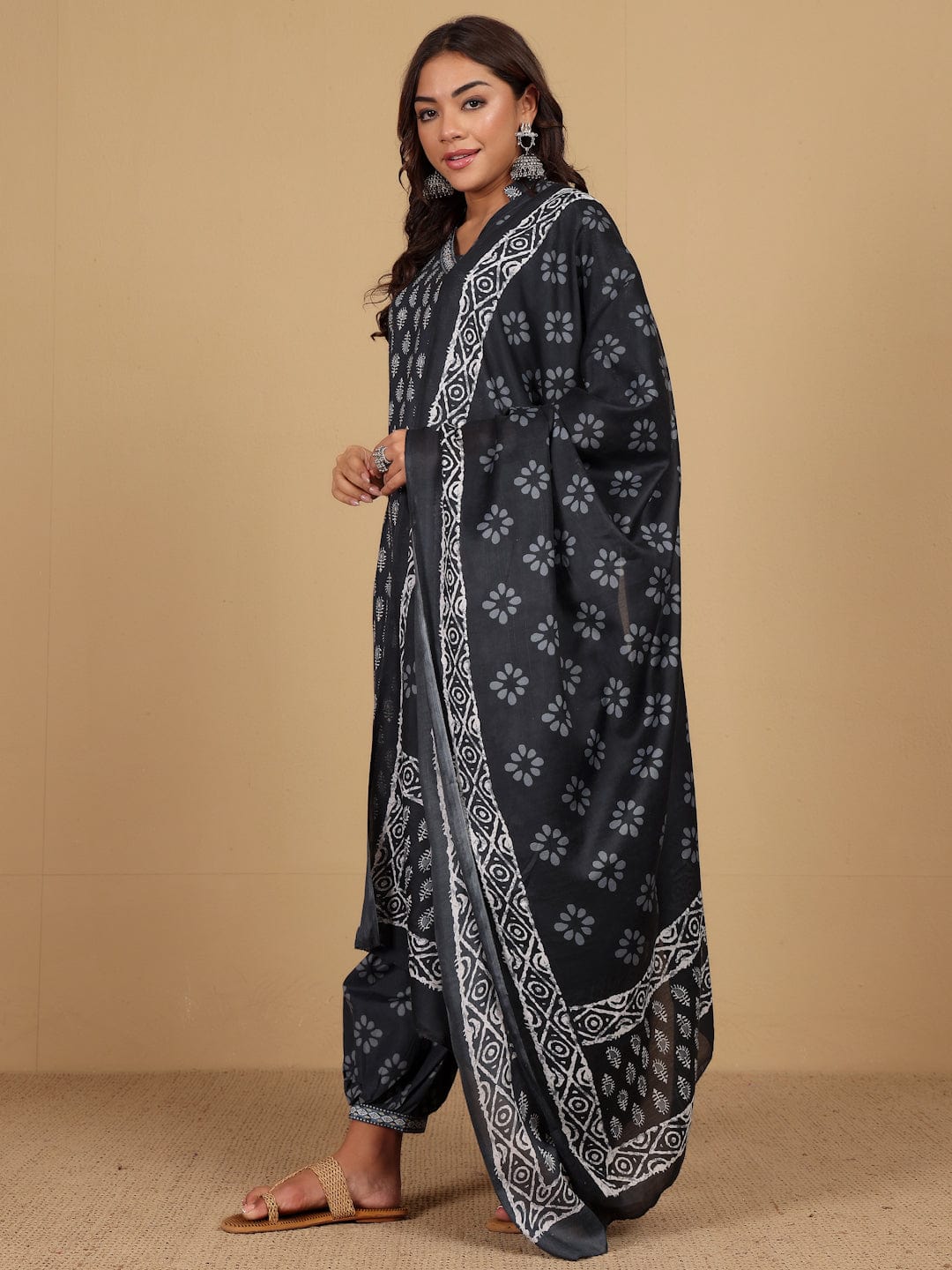 The Kurti Collection Women Ethnic Jaipuri Printed Angrakha with Salwar & Dupatta