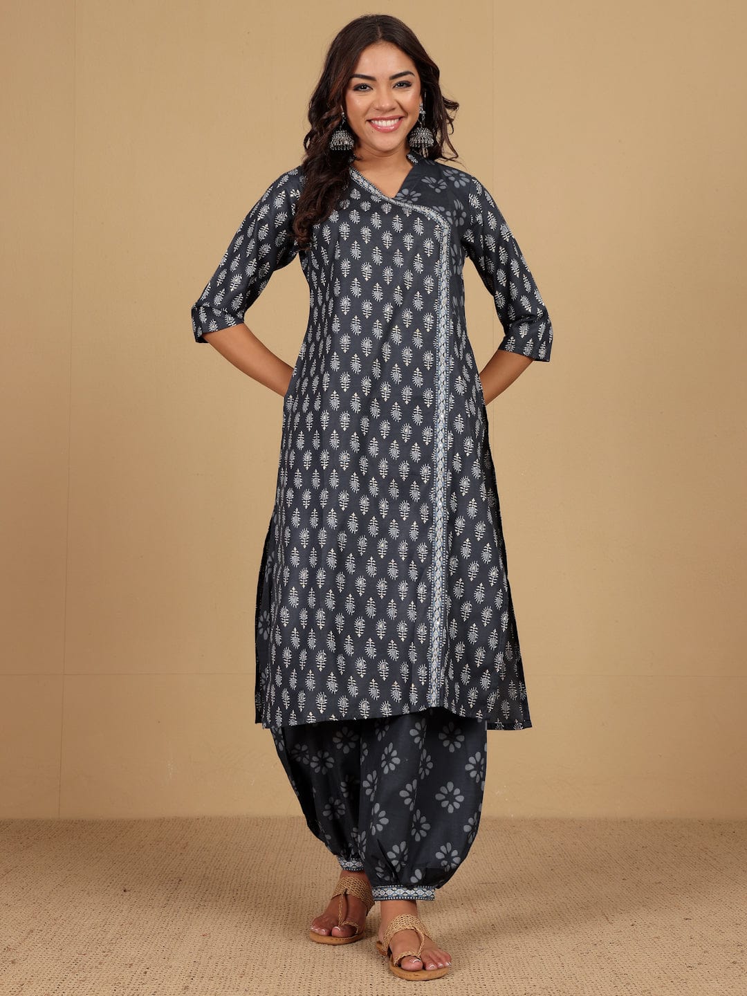 The Kurti Collection Women Ethnic Jaipuri Printed Angrakha with Salwar & Dupatta