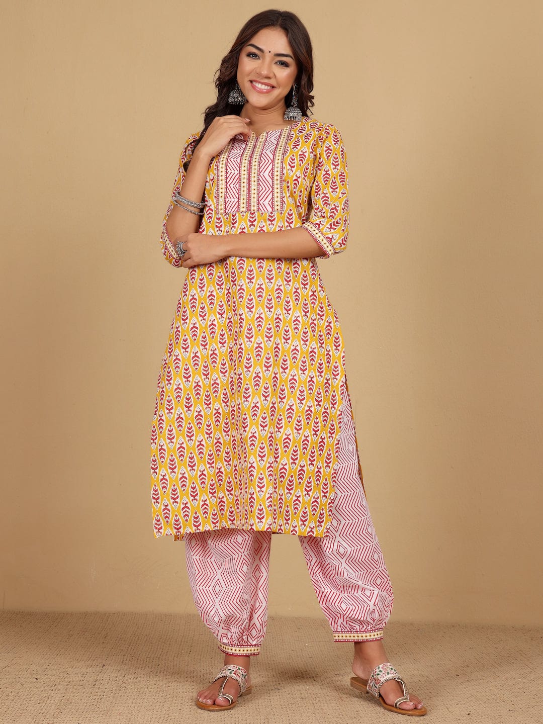 The Kurti Collection Women Ethnic Jaipuri Printed Angrakha with Salwar & Dupatta