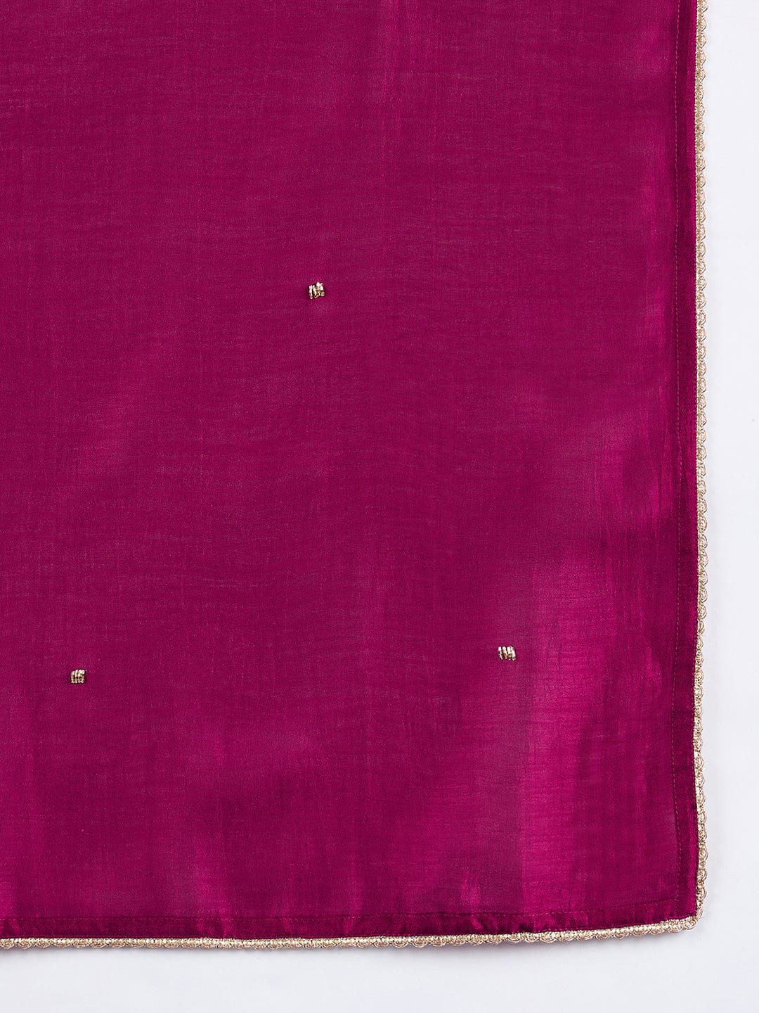 The Kurti Collection Purple 3-Piece Set With A Beadwork Yoke Kurta, Solid Trousers And Dupatta