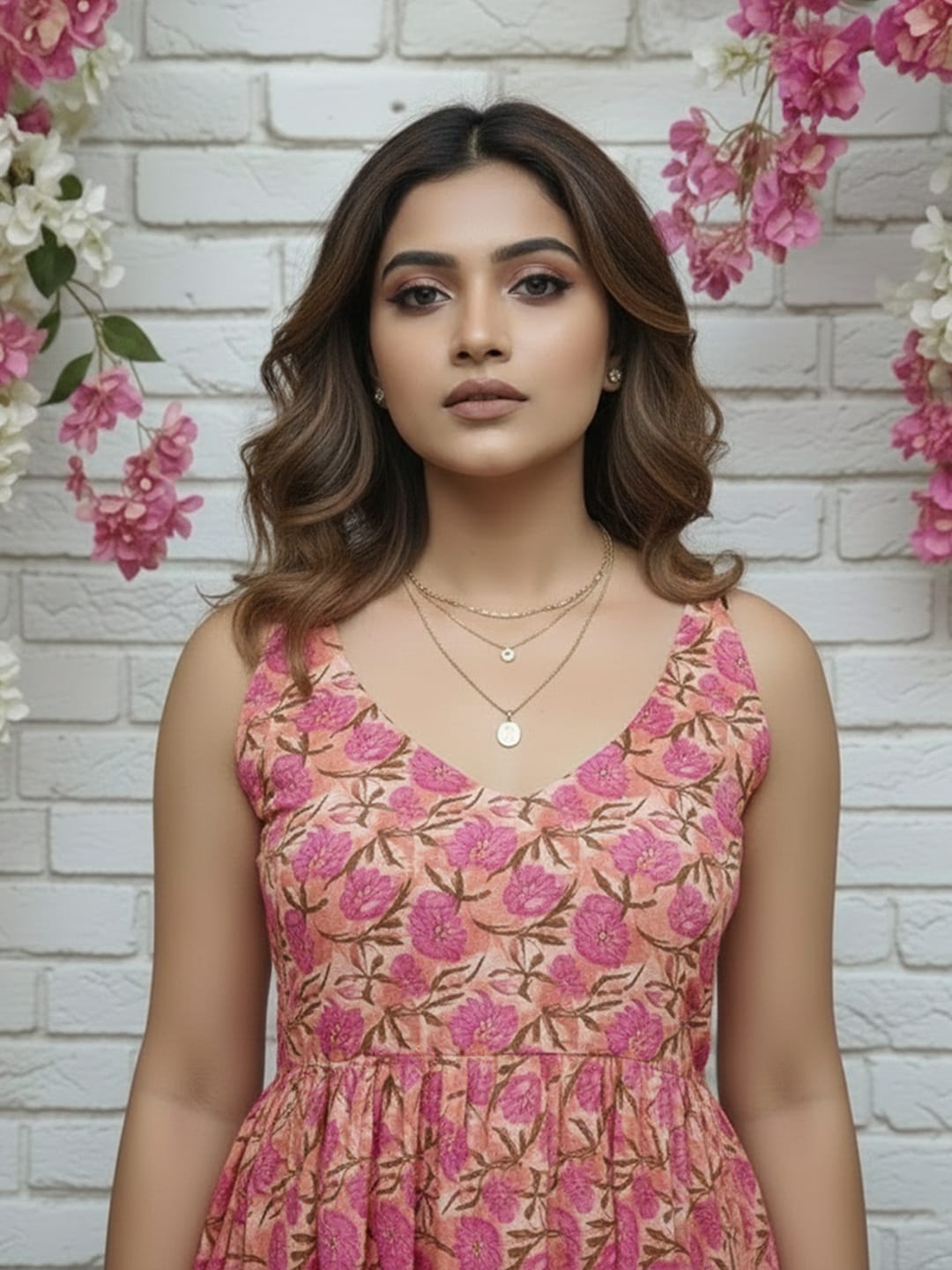 Ethnic Print Strap Sleeve Babydoll Top