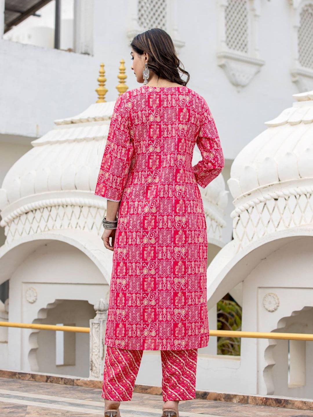 The Kurti Collection Women Pink Round Neck Embroidered Kurta Paired With Bottom And Printed Dupatta